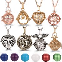 Mexico Chime Hollow Heart Angel Wings Vintage Necklace Jewelry Music Ball Essential Oil Christ Cross Pregnant Necklace Pendant