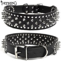 2inch Wide large dog Spiked Studded Leather Dog Collars 5*51-66cm For Medium Large Breeds Pitbull Mastiff Boxer Bully 3 colors
