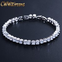 CWWZircons Princess Cut Sparkling Square Cubic Zircon Stones Luxury Women Tennis Bracelet High Quality CZ Jewelry CB059