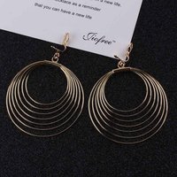 Punk Big Gold Metal Round Clip On Earrings For Women Girl Fashion Ear clips Wedding Jewelry Gift
