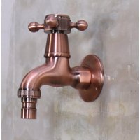 New Antique Red Copper Brass Single Cross Handle Washing Machine Tap Single Cold Water Laundry Sink Faucet aav301