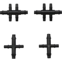 4/7mm To 3/5mm Hose Barbed Straight 4-Way Garden Water Pipe Splitters Garden Lawn Irrigation Connection Fittings 20 Pcs