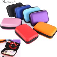 Zippered Lock Hard Earphone Case Leather Headphone Storage Bag Protective Usb Cable Portable Travel Organizer