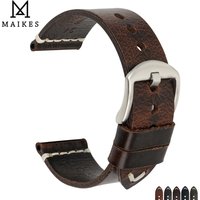 MAIKES Genuine Leather Watchband 20mm 22mm 24mm Watch Accessories Watch Straps Vintage Bracelet Watch Band For CITIZEN Watch