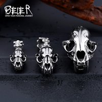 BEIER New 3D Machairodus Smilodon Dinosaur Head Pendants Stainless Steel Cool Fashion Unique Pedant High Quality BP8-096