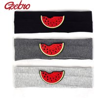 Geebro Child Watermelon Patch Elastic Solid Cotton Ribbed Sports Headbands Cute Baby Girls Boys Turbans Headwear Hair Accessorie