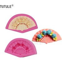 Gadgets - Hand Fan Silicone Mold Flower Oriental Geisha Fan Silicone Mold - Polymer Clay Resin Cupcake Chocolate Fondant Mold