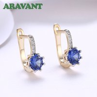 Aravant 925 argent 18K or rond CZ cubique Zircon or boucles d'oreilles pour les femmes bijoux de mode
