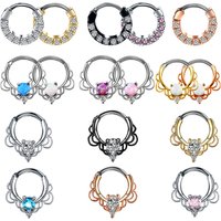 1PC Copper Gothic Nose Septum Hoop Rings Crystal Ear Helix Clicker Piercings Daith Rook Nariz Earring Septums Piercing Jewelrys
