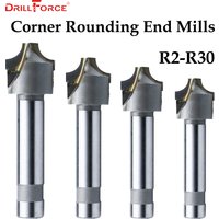 Fraises en bout d'arrondissement d'angle en carbure cémenté, fraises à rayon concave à nez sphérique R2-R30 1PC 2/4 cannelures (Inter/R5/R8/R15/R25/R30)