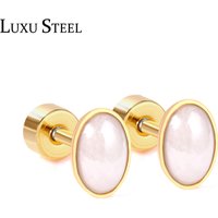 LUXUSTEEL Stainless Steel Oval Earring Fashion Jewelry Brinco Party Pendientes Mujer Gold Color Plus Earring Wholesale Bijoux