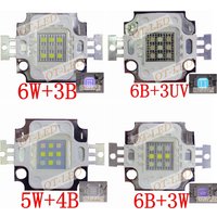 New 5pcs 10W Square Actinic Hybrid Cool White 10000K+Royal Blue 450nm/UV 395nm High Power LED Light Bulb Plant Grow Aquarium