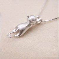 Popular 925 Sterling Silver Jewelry Korean Fashion Simple Animal Cute Kitty Clavicle Chain Pendant Cat Necklaces XL003