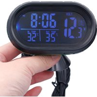 DC12V -24V 4 in 1 Time Date Dual Temperature Auto Digital Car Thermometer Voltage Meter Monitor Luminous Clock Freeze Alert