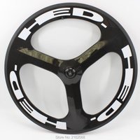 AliExpress NONE Newest 700C Road Track Fixed Gear bicycle 3K UD 12K full carbon bike wheelset 3 spokes and tubular clincher rim Tri-spoke +hubs
