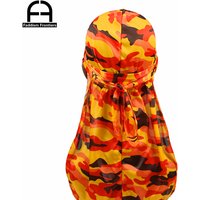 Fashion Camo Men's Silky Durags Turban Print Men Silk Durag Headwear Bandans Headband Hair Accessories Pirate Hat Waves Rags