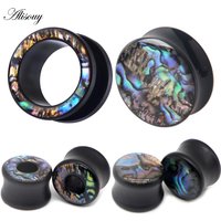 2PCS Punk Acrylic Ear Tunnel Plugs Shellhard Abalone Shell Wood Ear Gauges Plugs Body Piercing Jewelry Ear Expander 6mm -25mm