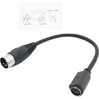 1pc DIN5 AT Male to Mini DIN6 MDIN6 PS/2 Female PC Mac Keyboard Adapter Converter Cable Cord 6"