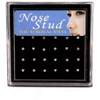 24 Pieces/Pack Nose Ring Set Women Girl Rhinestone Stainless Surgical Steel Piercing Crystal Nose Stud Lot Body Jewelry