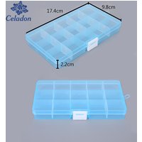 15 Grid Adjustable Transparent 5 Colors Jewelry Storage Box Ring Earring Beads Case Plastic Portable Organizer Box Travel Bins