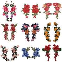 2Pc/Set Embroidery Rose Flower Patch Applique diy Crafts Stiker for Jeans Hat Bag Clothes Accessories Badges(Sew On or Iron On)