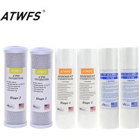 ATWFS cartouche de filtre à eau 2 pièces 5 microns PPF coton + 2 pièces 1 micron PPF coton + 2 pièces système d'osmose inverse au charbon actif