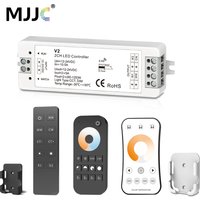WW CW LED Controller 12V 24V 10A 2CH 2.4G Single Color CCT Light Strip LED Dimmer Controller RF Wireless Remote with Holder V2