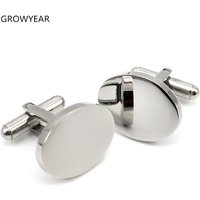 Silver Color Oval Cuff Buttons Men Wedding Stainless Steel Cuff Links Fashion Jewelry Wholease