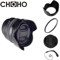 Lens Hood + UV Filter + Lens Cap Universal Tulip Petal Flower Filtro Thread Camera Protector 49mm 52mm 58mm 55mm 62mm 67mm