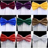 GUSLESON Silk Solid Pre-tied Bow Tie for Men Purple Black Yellow Double Fold Bow ties Waterproof Wedding Business Bowtie