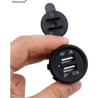 kebidumei Universal Dual USB Car Cigarette Lighter Socket Splitter 12V Mobilephone Charger Power Adapter Outlet Parts Auto Black