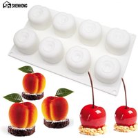 SHENHONG Silicone cerise moule 8 trous pêche 3D gâteau moules Mousse pour crèmes de glace chocolats pâtisserie ustensiles de cuisson Dessert Art Pan
