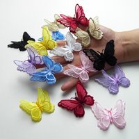 1PCS Double Layers Organdy Butterfly Patch Embroidered Cloth Stickers Bride Veil Accessories Iron On Patch for Clothing