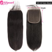 Straight 5x5 Closure Human Hair Pre-Plucked With Baby Hair Free Part Lace Closure Natural Black Color Ali Pearl Hair
