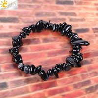 Black Tourmaline Bracelets Protection for Men Crystal Bracelets Chip Beads Chakra Natural Gem Stone Reiki Healing Bracelet E705