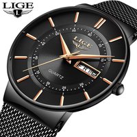 LIGE Herrenuhren Top-Marke Luxus Wasserdicht Ultradünn Datumsanzeige Stahlarmband Casual Quarzuhr Herren Sportuhr