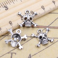 20pcs Charms Skull Pirate Flag 15x17mm Tibetan Silver Color Pendants Antique Jewelry Making DIY Handmade Craft Pendant