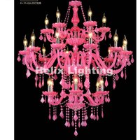 European Decora Pink Crystal Chandelier Lustre Crystal Chandelier D950mm 6+12+6 Arms LED Optional Lustres De Cristal Chandelier