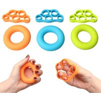 6pcs Hand Grip Strengthener and Finger Stretcher Silicone Finger Gripper Strength Trainer Ring Forearm Exercise Gym Fitness