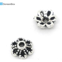 Doreen Box Lovely 300PCs Silver Color Flower Bead Caps 6x2.8mm Findings for DIY Bracelet Jewelry Making Findings (B07945)