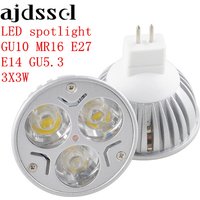 LED spotlight led bulbs High Power Lampada E27 GU10 E14 GU53 Dimmable 3X3W Led Lamp light MR16 AC&DC 12V Dimmable AC110V 220V