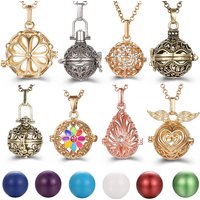 New Charm Mexico Chime Hollow Angel Wings Vintage Necklace Jewelry Music Ball Aroma Pendant For Women Summer Fashion Accessories