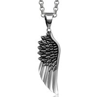 Angel Wings retro fashion personality titanium steel feather pendant men pendant necklace jewelry