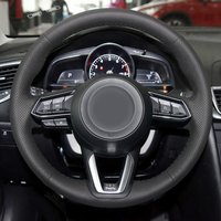 Hand-stitched Steering Wheel Cover Black Leather Car Steering Wheel Cover For Mazda CX-3 CX3 CX-5 CX5 2017 2018