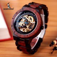 BOBO VOGEL Holz Mechanische Uhr Männer Relogio Masculino Große Herren Uhren Top-marke Luxus Uhren erkek kol saati Dropshipping