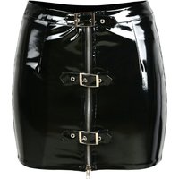 Women's Button PVC Pencil Mini Skirt Vinyl Latex Zipper Shiny Tight Skirt Nightclub Club DS Skirt