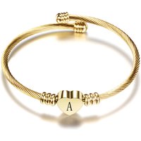 Fashion Girls Gold Color Stainless Steel Heart Bracelet Bangle With Letter Fashion Initial Alphabet Charms Bracelets For Women