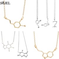 SMJEL Dopamine Molecule Necklaces Chemical Formula Necklace Fashion Women Serotonin Structure Formula Pendant Graduation Gifts