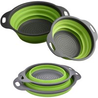 LMETJMA Round Folding Colander BPA Free Fruits Vegetables Washing Drain Basket Kitchen Colander Strainer Dishwasher Safe KC0236