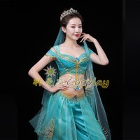 Jasmine Princess Top Quality Embroidery Cosplay Costume For Adult Women Girls Halloween Party Costume